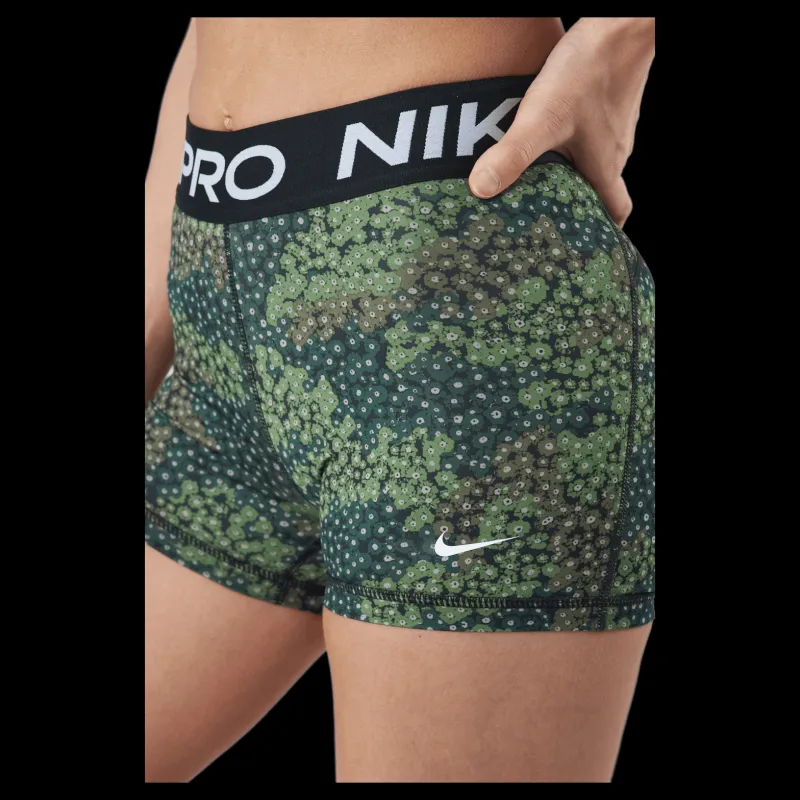 Nike Pro Dri-fit Women's 3" Pr Treeline/black/white Vit och Svart