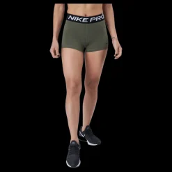 New Nike Pro Women's 3" Shorts Medium Olive/black/black Svart