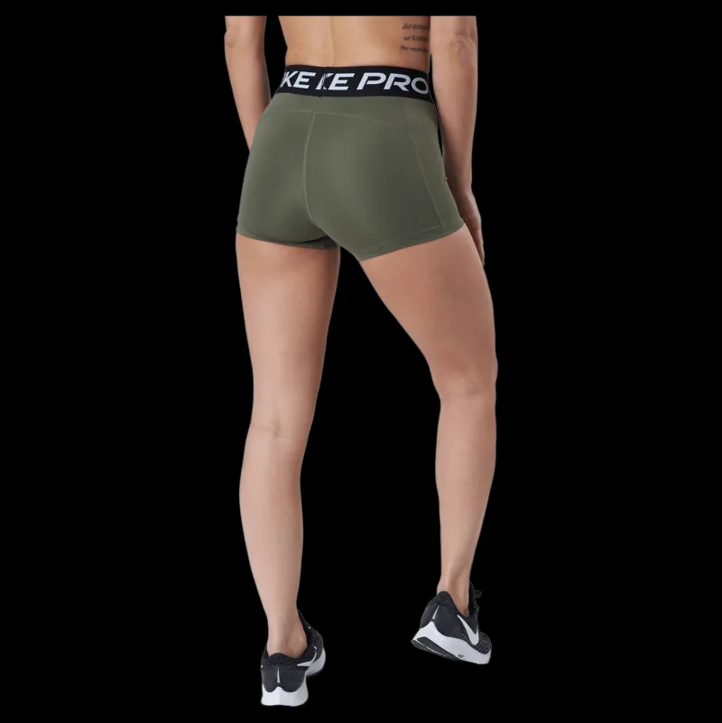 New Nike Pro Women's 3" Shorts Medium Olive/black/black Svart