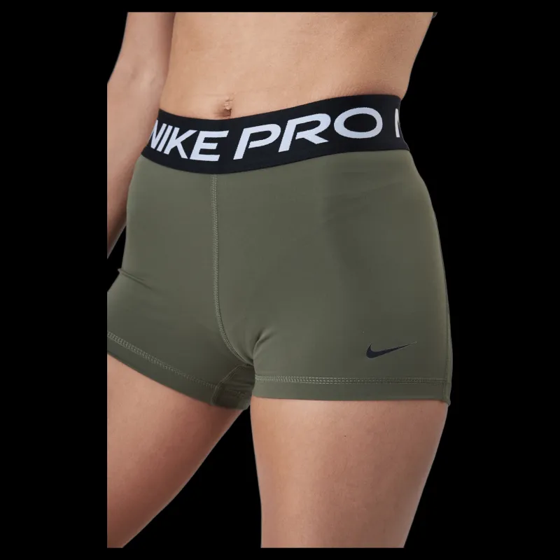 New Nike Pro Women's 3" Shorts Medium Olive/black/black Svart