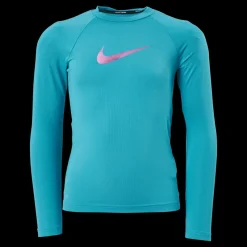Clearance Nike Swim Nike Swoosh Long Sleeve Hydro Aquamarine Blå