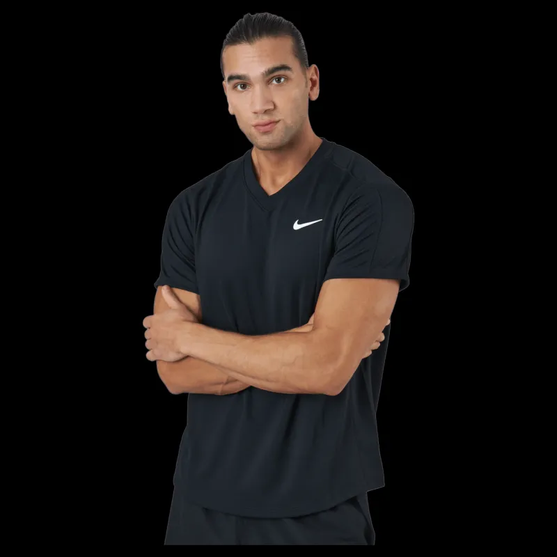 Nike Court Dri-FIT Victory Men's Tennis Top BLACK/BLACK/WHITE Svart Hot