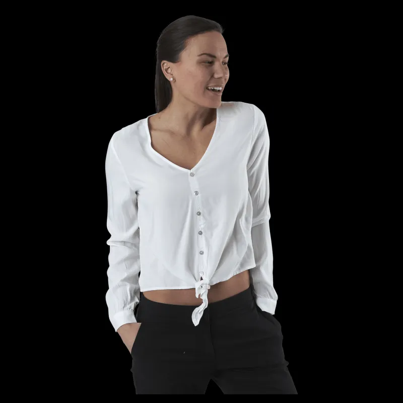 Only Nina Life L/S Tie Shirt Wvn White Vit Online