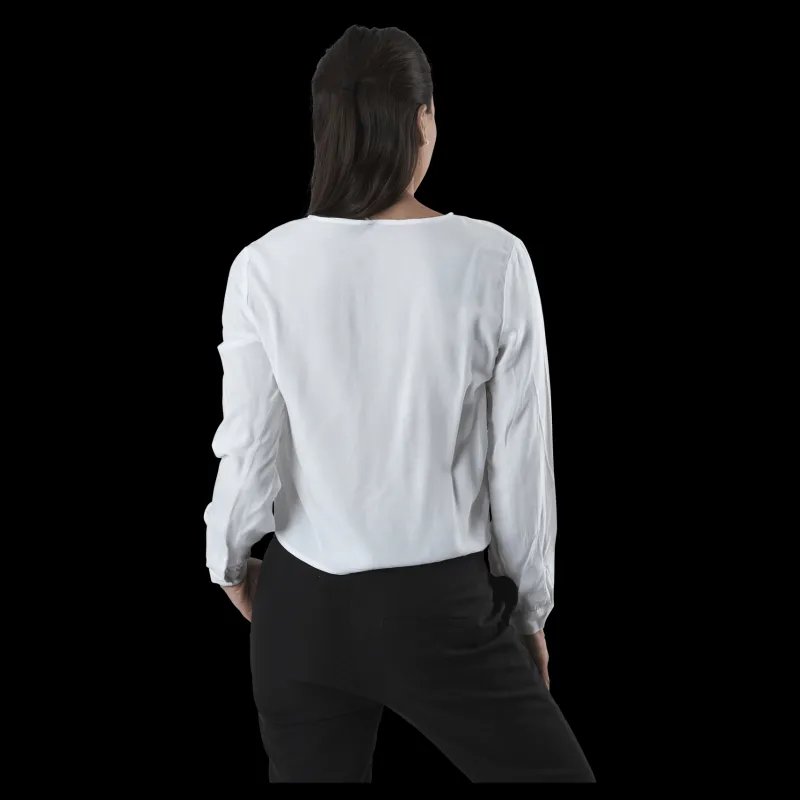 Only Nina Life L/S Tie Shirt Wvn White Vit Online