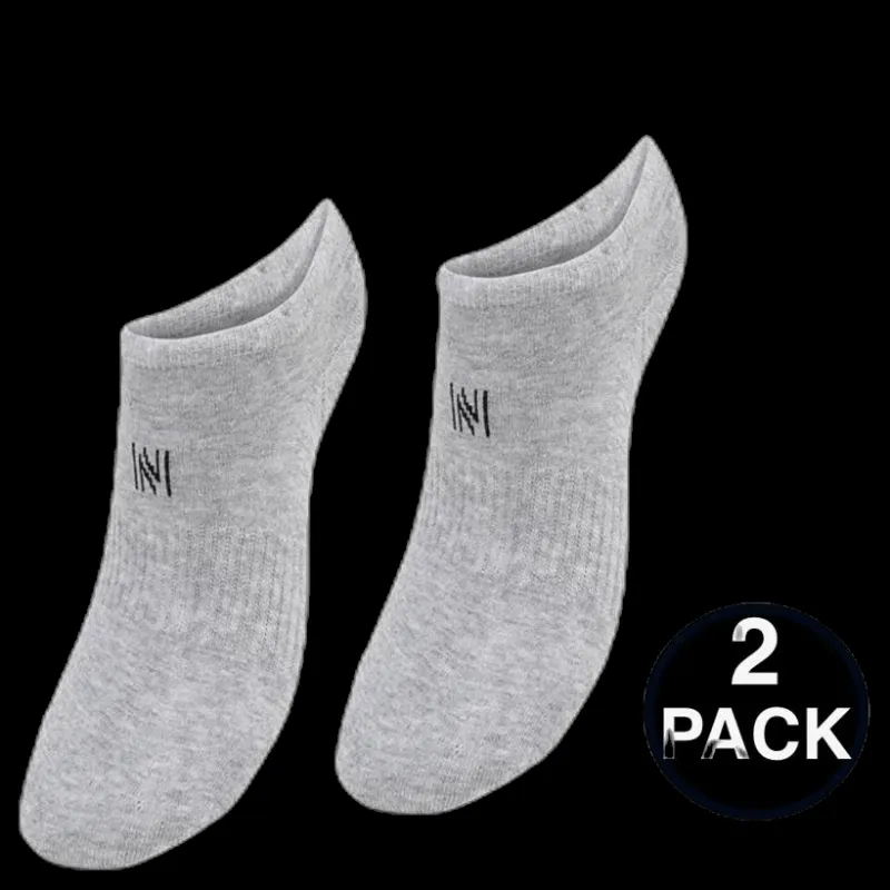 Hot Norfolk No Show Socks - Leo 2-Pack Grey Grå