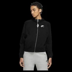 Nike Nsw Air Hoodie Fz Bb Flc White/Black Svart Sale