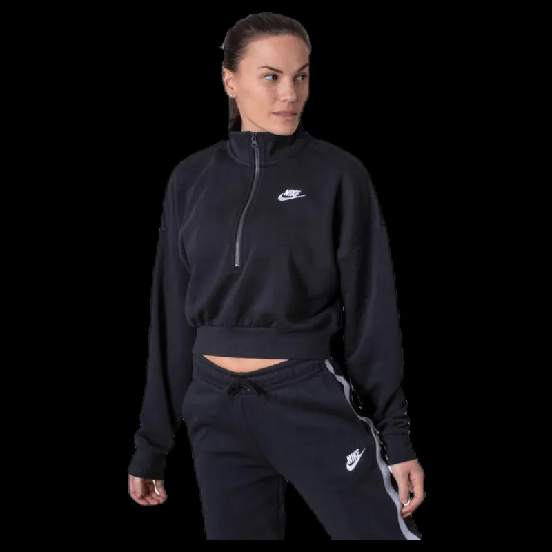 Discount Nike Nsw Essential Flc Crop Hz White/Black Svart