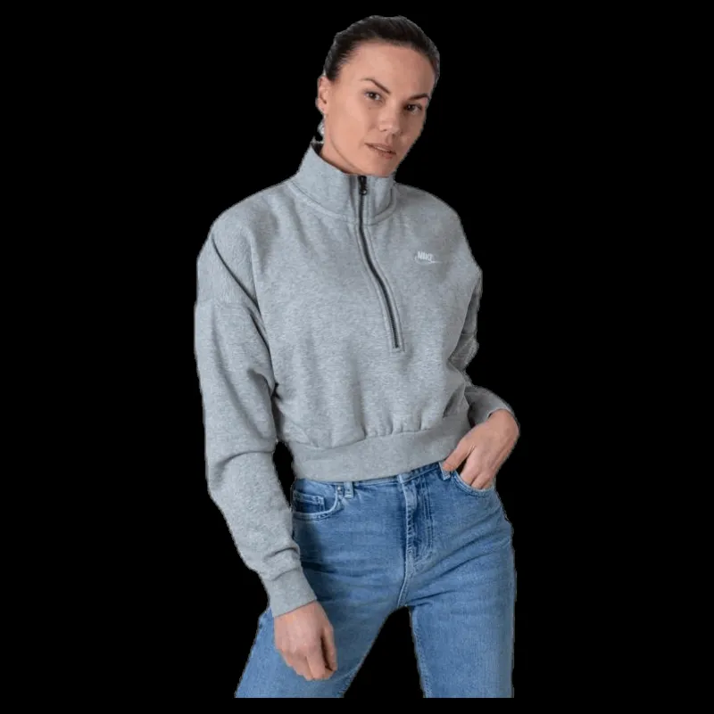 Outlet Nike Nsw Essential Flc Crop Hz White/Grey Grå