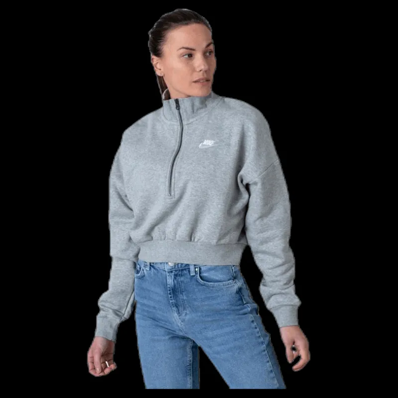 Outlet Nike Nsw Essential Flc Crop Hz White/Grey Grå