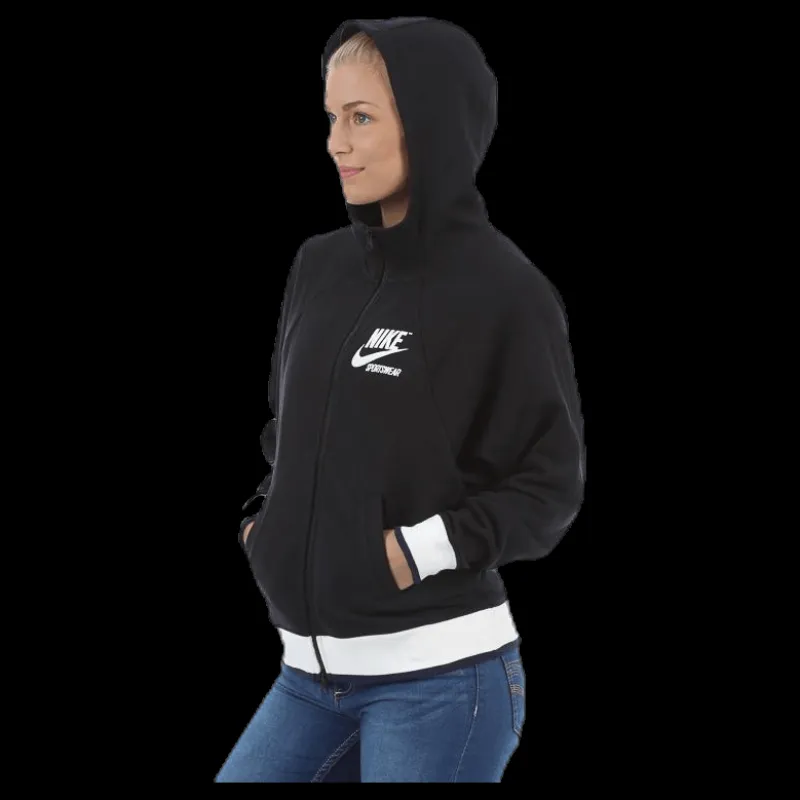 Discount Nike NSW FZ Hoodie Archive Black Svart