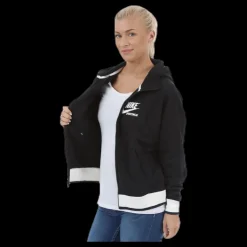 Discount Nike NSW FZ Hoodie Archive Black Svart