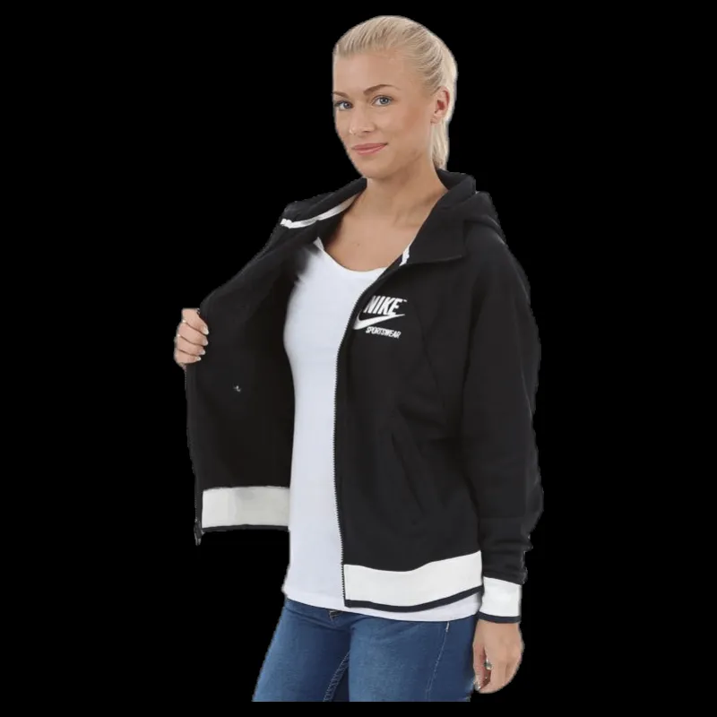 Discount Nike NSW FZ Hoodie Archive Black Svart