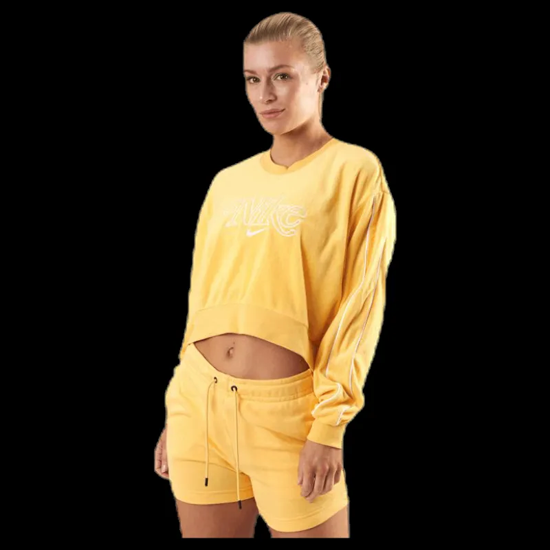 Nike Nsw Retro Femme Crew Terry Yellow Gul Online
