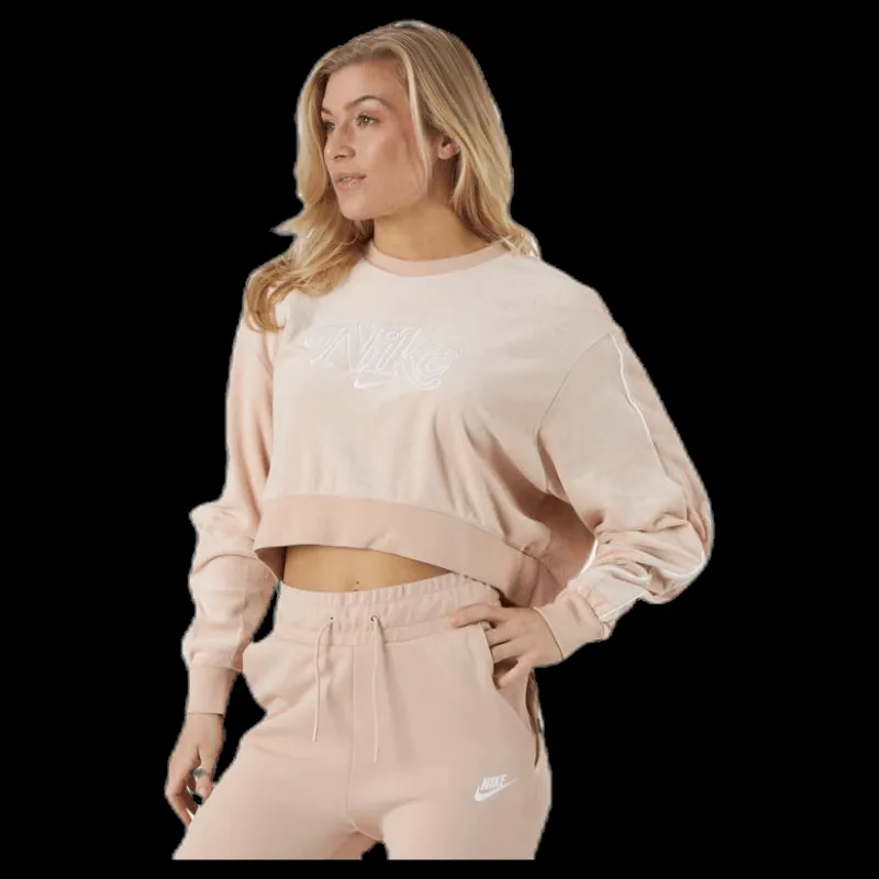 Hot Nike Nsw Retro Femme Crew Terry Beige Rosa