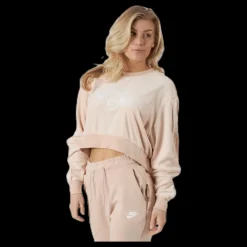 Hot Nike Nsw Retro Femme Crew Terry Beige Rosa