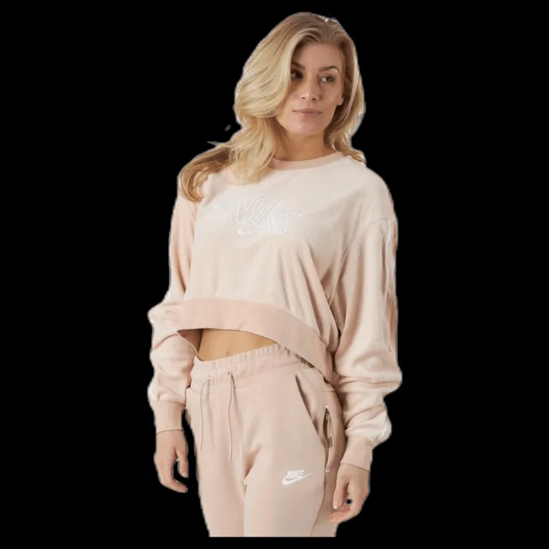 Hot Nike Nsw Retro Femme Crew Terry Beige Rosa