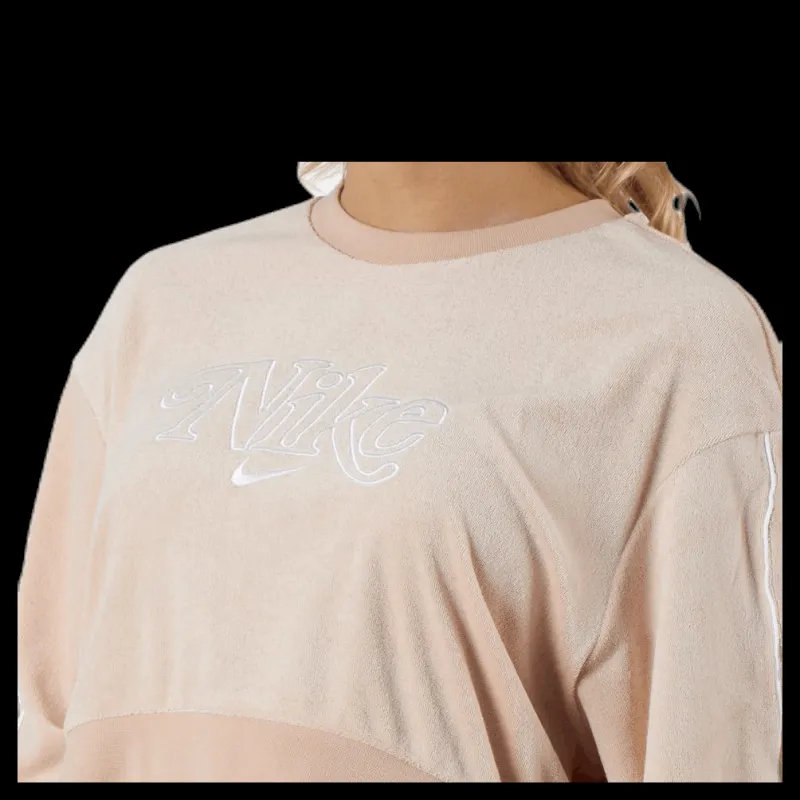 Hot Nike Nsw Retro Femme Crew Terry Beige Rosa