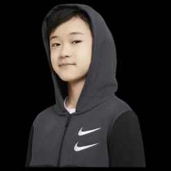 Nike NSW Swoosh Zip Hoodie Junior Black/Grey Svart