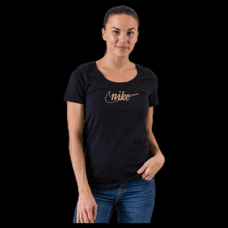 Nike NSW Tee Glitter 1 Black/Gold Svart Clearance