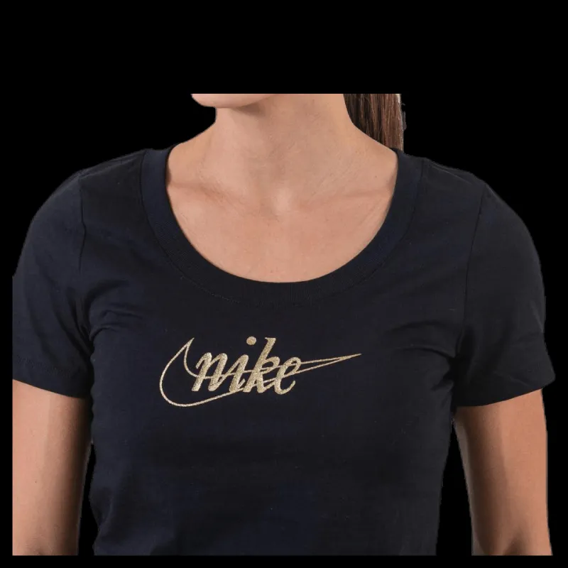 Nike NSW Tee Glitter 1 Black/Gold Svart Clearance