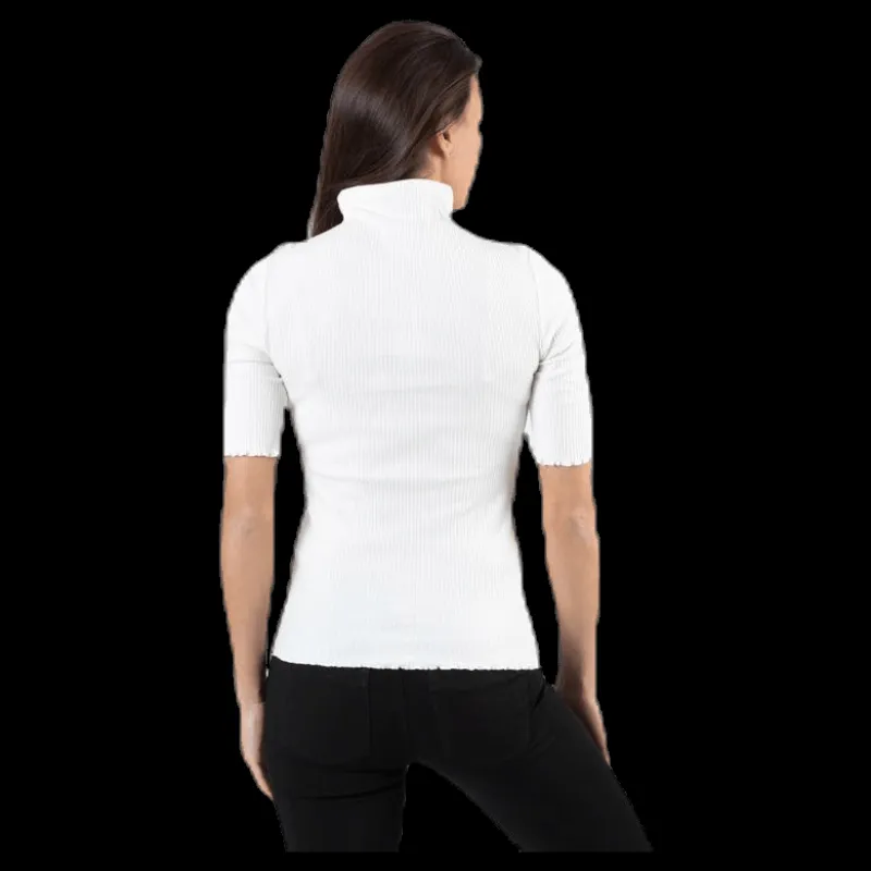 Pieces Nukisa 2/4 Mock Neck Top Bc White Vit Best