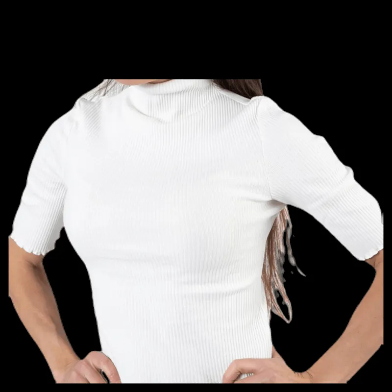Pieces Nukisa 2/4 Mock Neck Top Bc White Vit Best