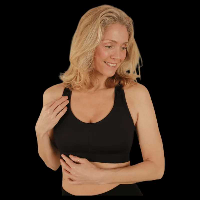Online Stay in place Nursing Sports Bra Black Svart