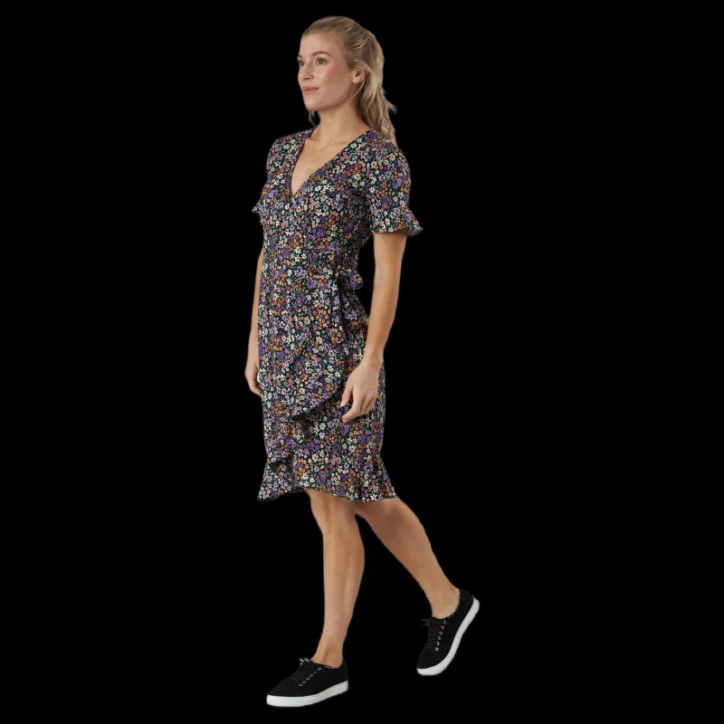 Hot Only Olivia S/S Wrap Dress Wvn Black Svart