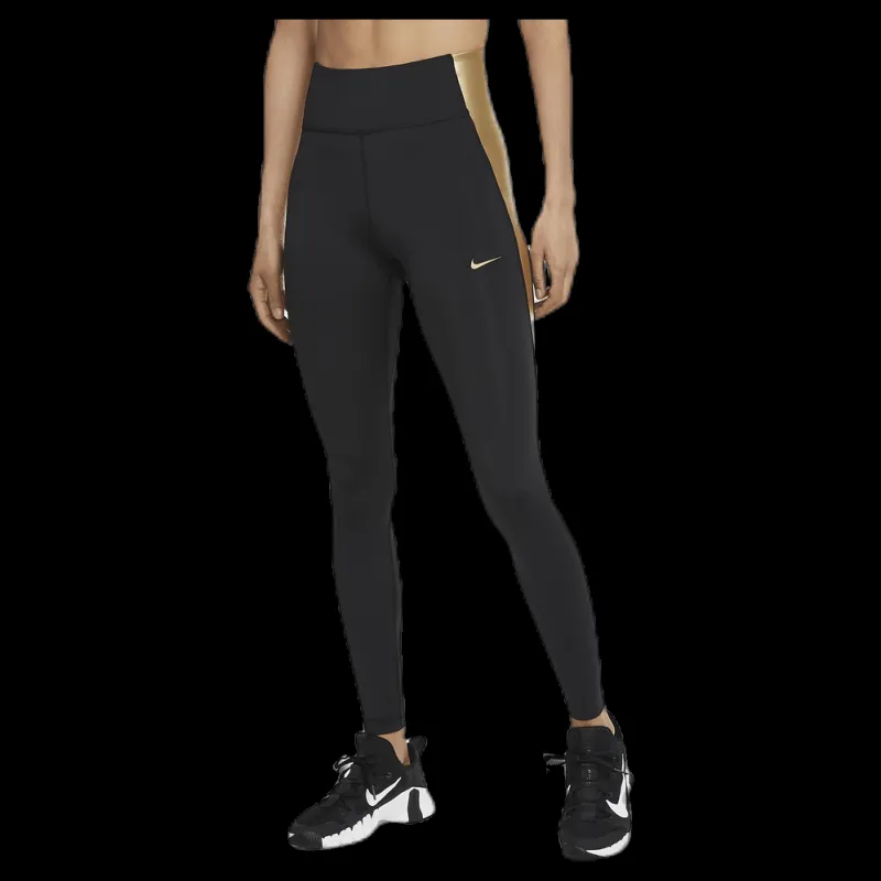 New Nike One Tight Black/Gold Svart