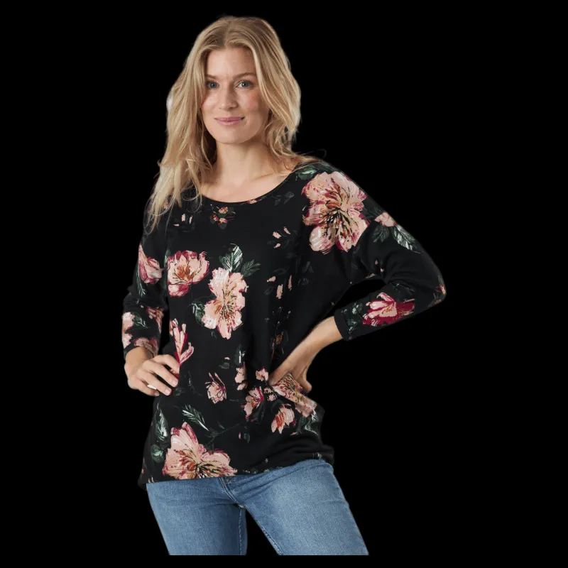 Only Onlelcos 4/5 Aop Top Jrs Noos Black W/jasmin Flower 15 Svart Online