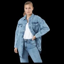 Only Onlkasia Ls Os Shirt Dnm Bj No Medium Blue Denim Blå Sale