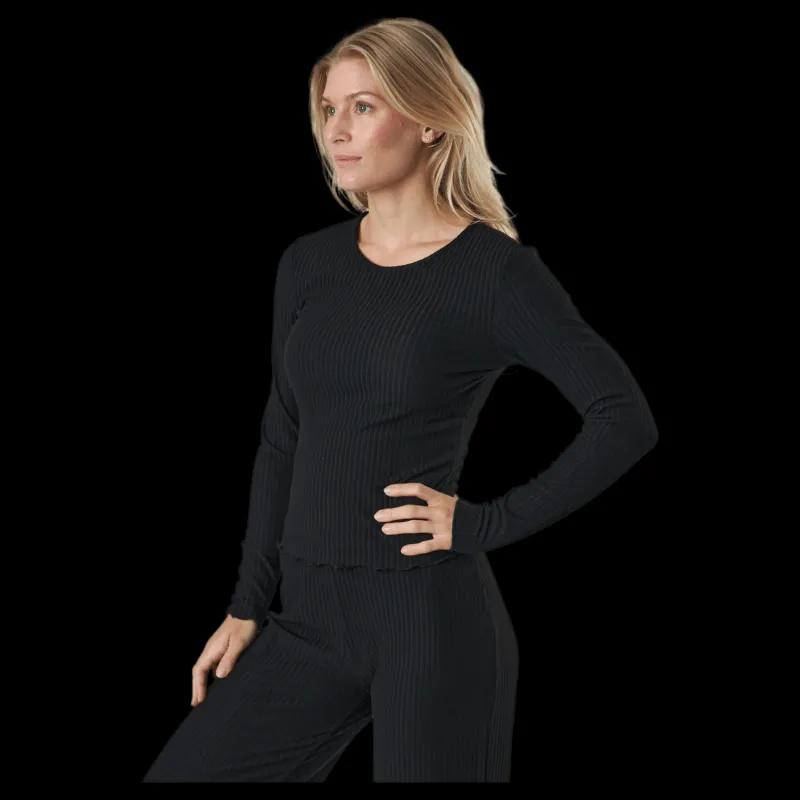 Outlet Only Onlnella L/s O-neck Rib Top No Black Svart