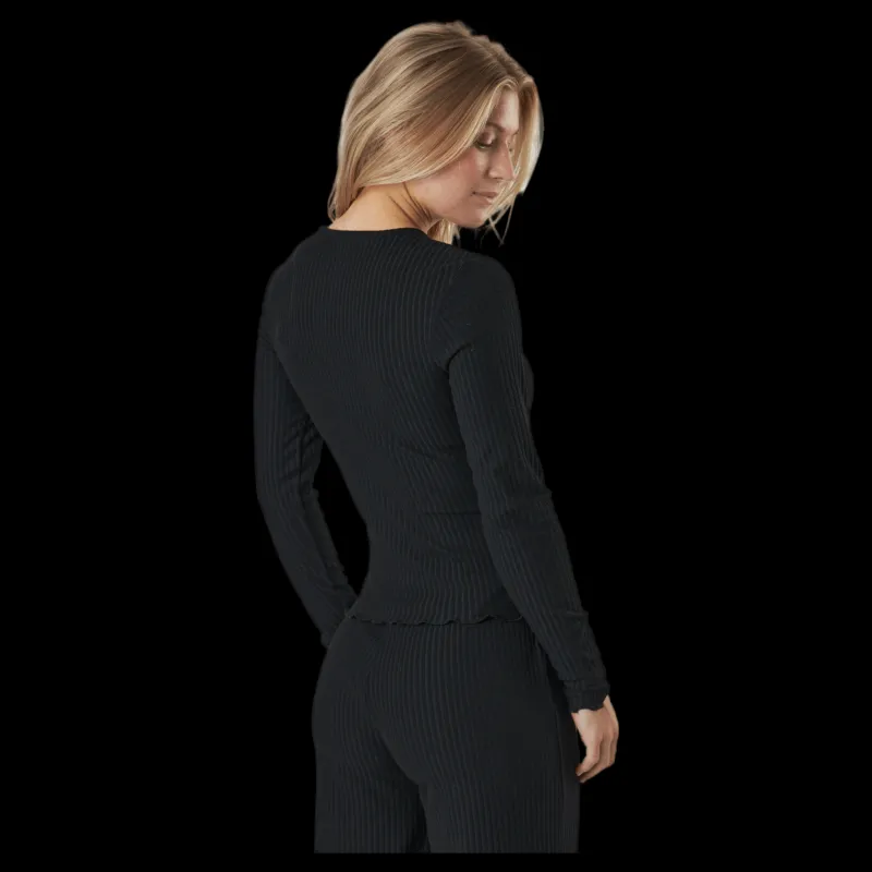 Outlet Only Onlnella L/s O-neck Rib Top No Black Svart