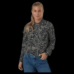 Hot Only Onlnew Mallory L/s Blouse Aop Whitecap Gray Svart