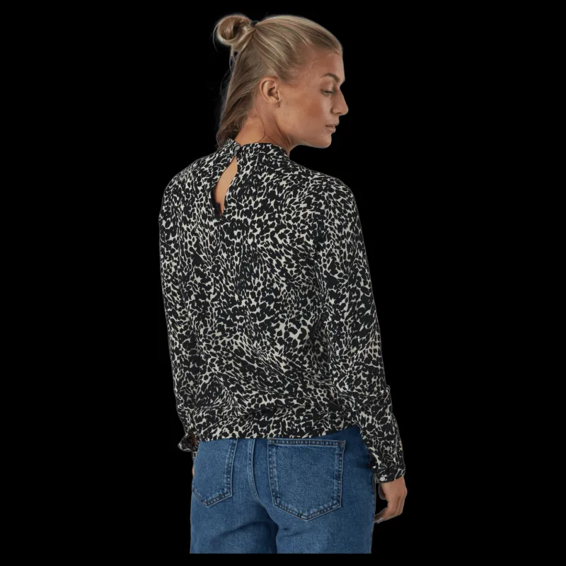 Hot Only Onlnew Mallory L/s Blouse Aop Whitecap Gray Svart