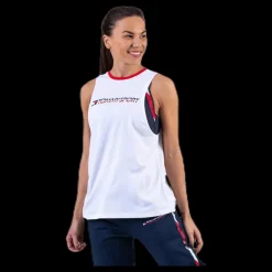 New Tommy Hilfiger Sport Open Back Tape Tank Top White Vit