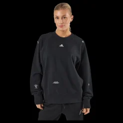 Sale adidas Oversized Crewneck Sweatshirt with Healing Crystal-Inspired Graphics Black Svart