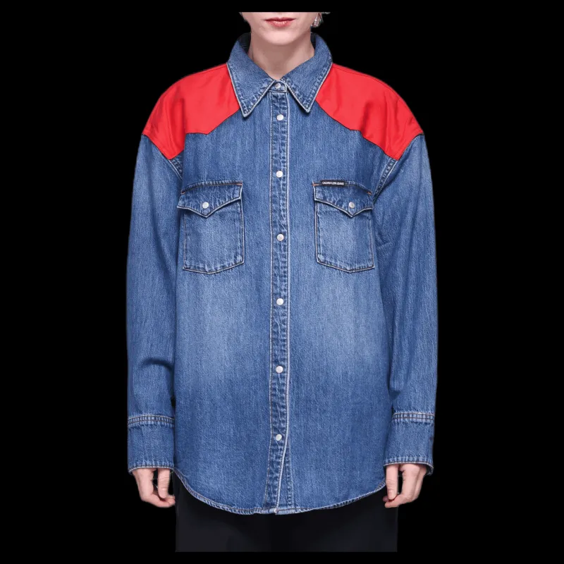 Calvin Klein Oversized Foundation Shirt Blue Blå Hot