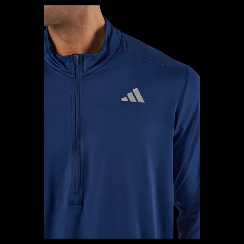 New adidas Own the Run 1/2 Zip Long-Sleeve Top Dark Blue Blå