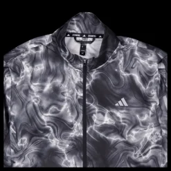 New adidas Own the Run Allover Print Hooded Running Windbreaker White Flerfärgad