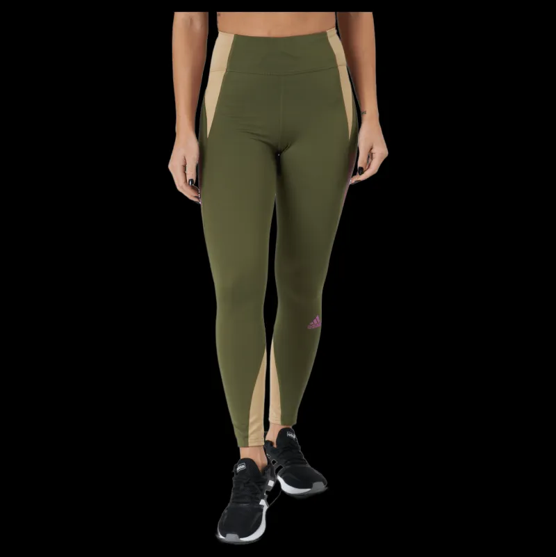 adidas Own The Run Block 7/8 Running Leggings Women Focus Olive / Beige Tone Grön Online
