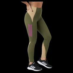 adidas Own The Run Block 7/8 Running Leggings Women Focus Olive / Beige Tone Grön Online