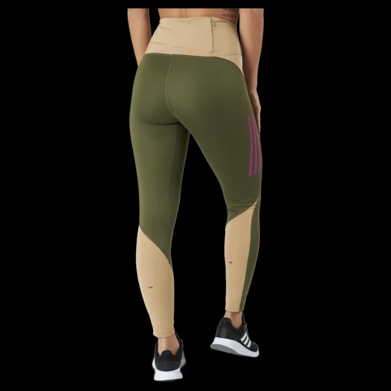adidas Own The Run Block 7/8 Running Leggings Women Focus Olive / Beige Tone Grön Online