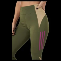 adidas Own The Run Block 7/8 Running Leggings Women Focus Olive / Beige Tone Grön Online