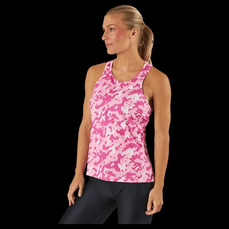 Clearance adidas Own the Run Camo Running Tank Top Clear Pink Rosa