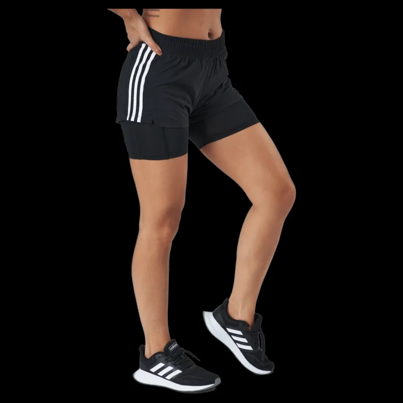 adidas Pacer 3 Stripe Woven 2 In 1 Short Black / White Svart Clearance