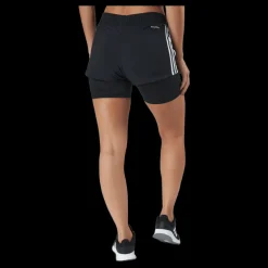 adidas Pacer 3 Stripe Woven 2 In 1 Short Black / White Svart Clearance