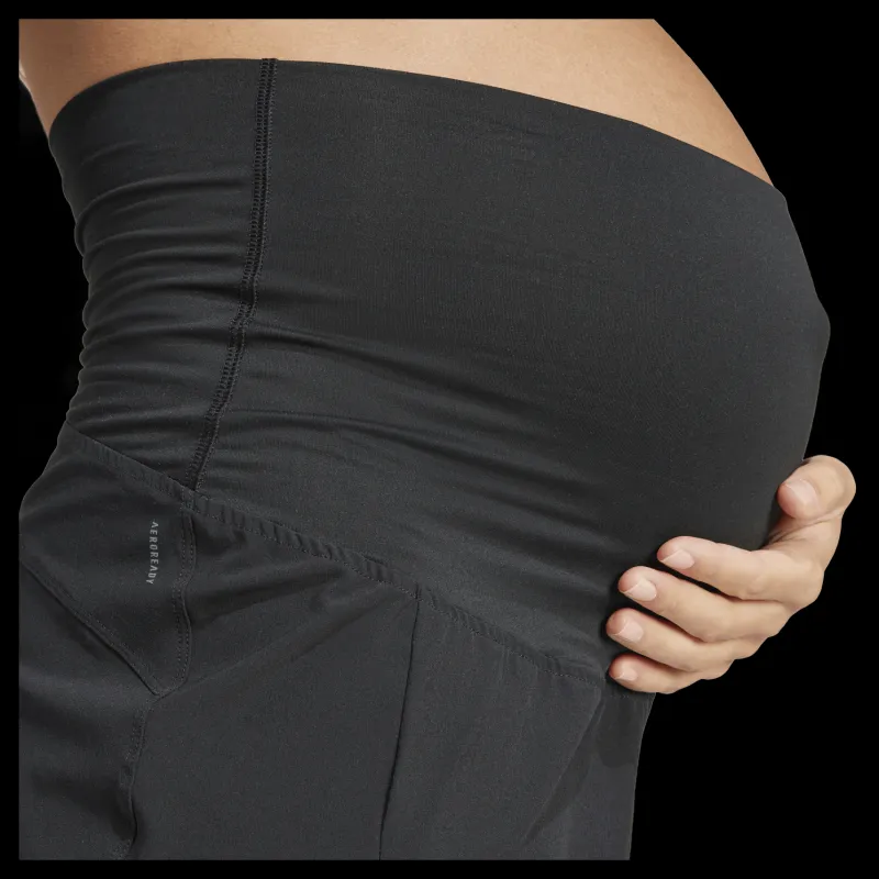 adidas Pacer Woven Stretch Training Maternity Shorts Black / White Svart New