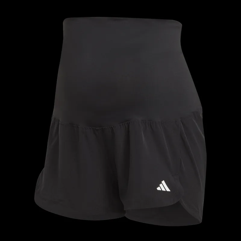 adidas Pacer Woven Stretch Training Maternity Shorts Black / White Svart New