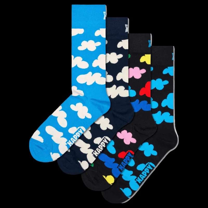 Best Happy Socks 4-pack Cloudy Socks Gift Set Light Blue Blå
